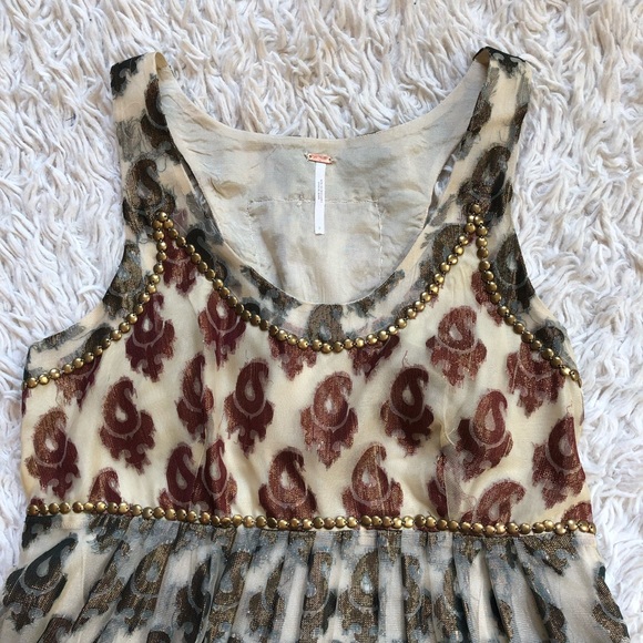 Free People Olive and Copper Metallic Dress - Picture 4 of 8